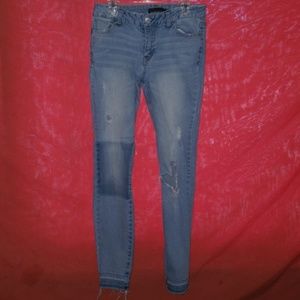 Light-wash ripped jeans